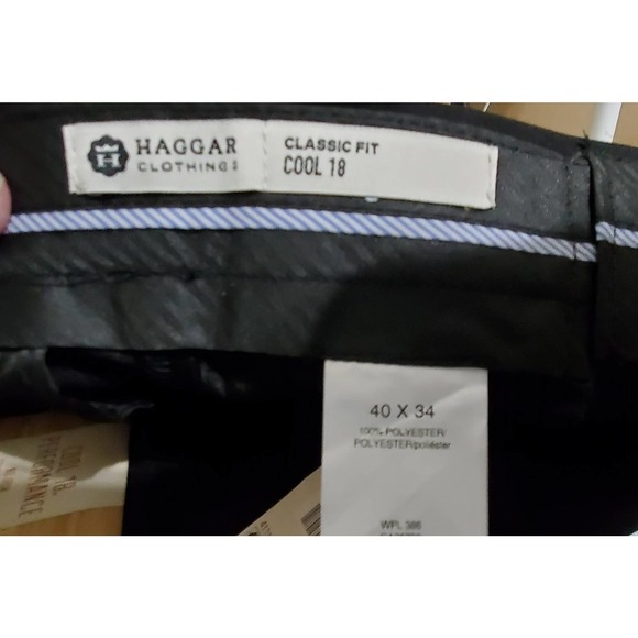 NWT Haggar Classic Fit Plain Flat Front Men's Pant - Black 40W x 34L - Picture 10 of 10